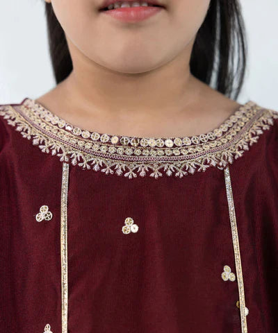 2 Piece - Embroidered Cotton Net Suit