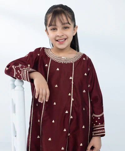 2 Piece - Embroidered Cotton Net Suit