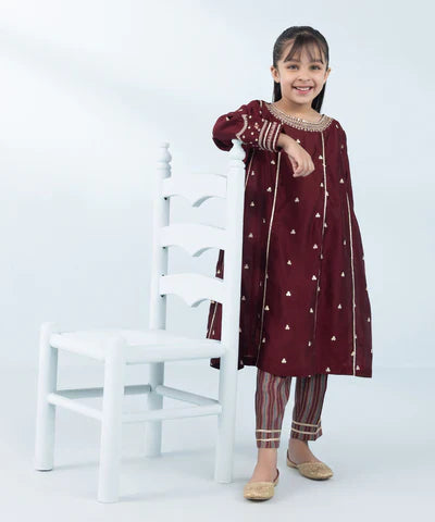 2 Piece - Embroidered Cotton Net Suit