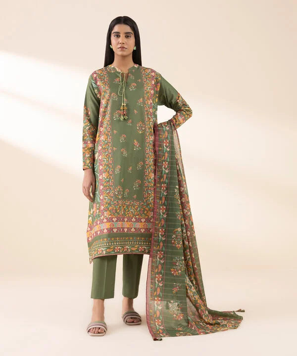 3 Piece - Printed Zari Lawn Suit