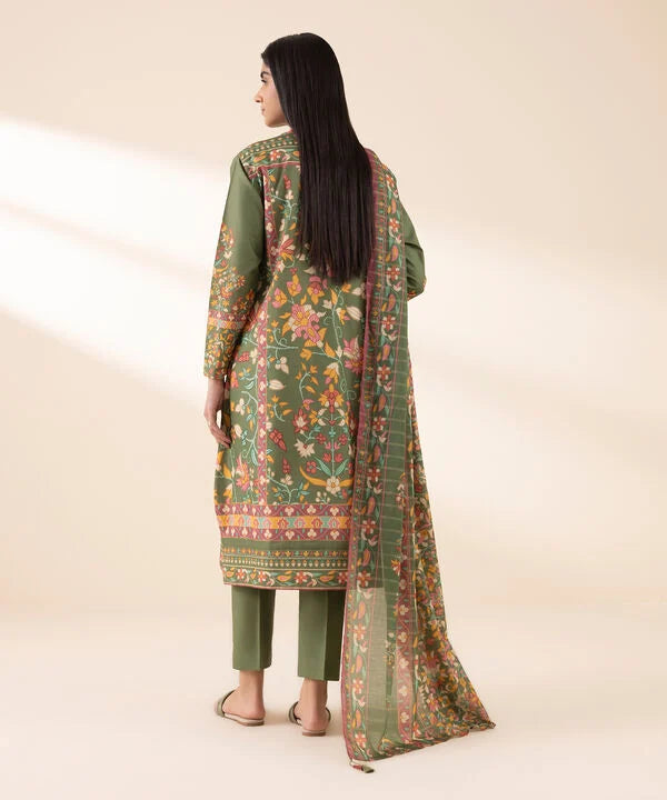 3 Piece - Printed Zari Lawn Suit