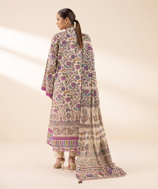 3 Piece - Printed Zari Lawn Suit