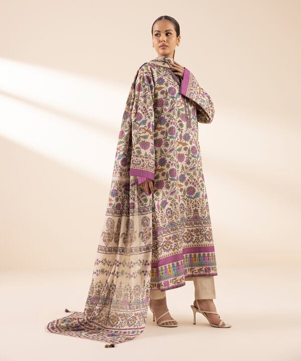 3 Piece - Printed Zari Lawn Suit