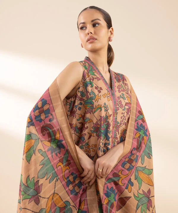 3 Piece - Printed Zari Lawn Suit