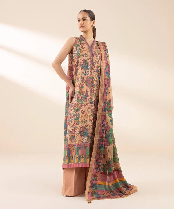 3 Piece - Printed Zari Lawn Suit