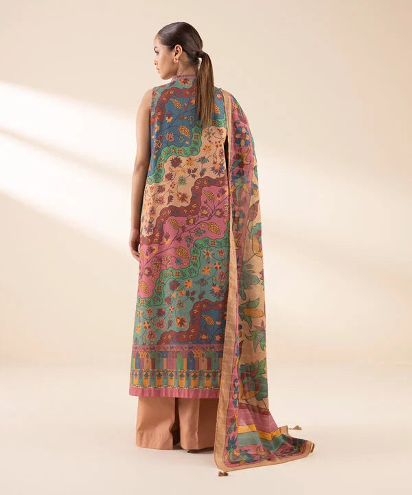3 Piece - Printed Zari Lawn Suit
