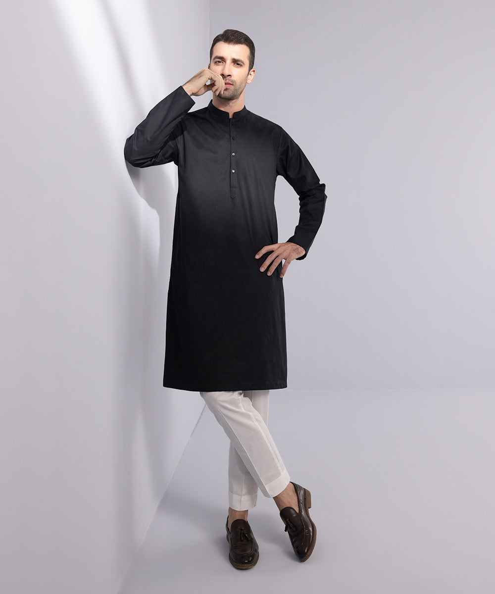 Embroidered Cotton Jacquard Kurta