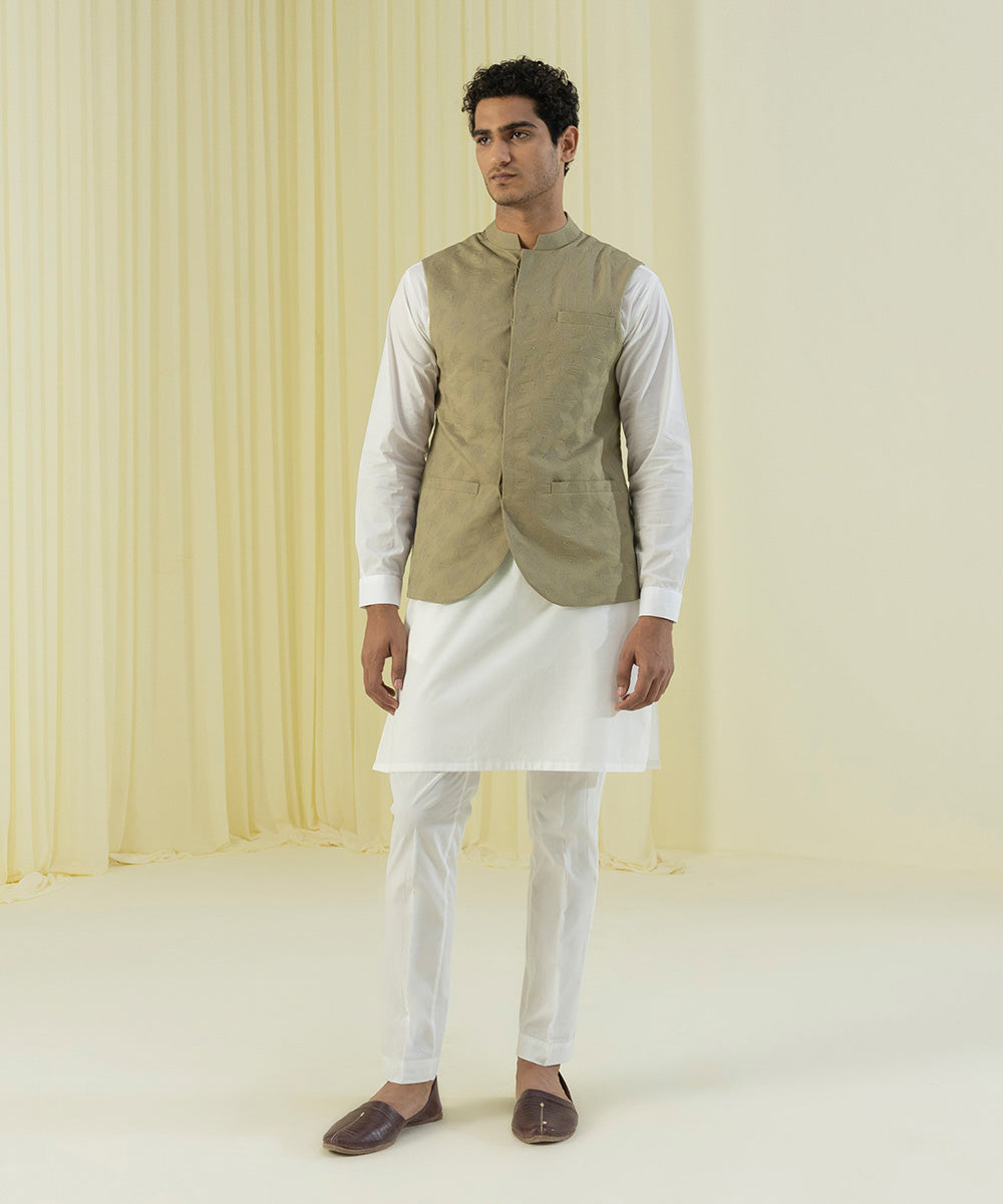 Embroidered Cotton Schiffli Waistcoat