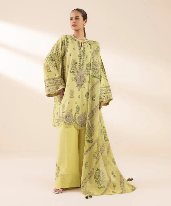 3 Piece - Embroidered Zari Lawn Suit