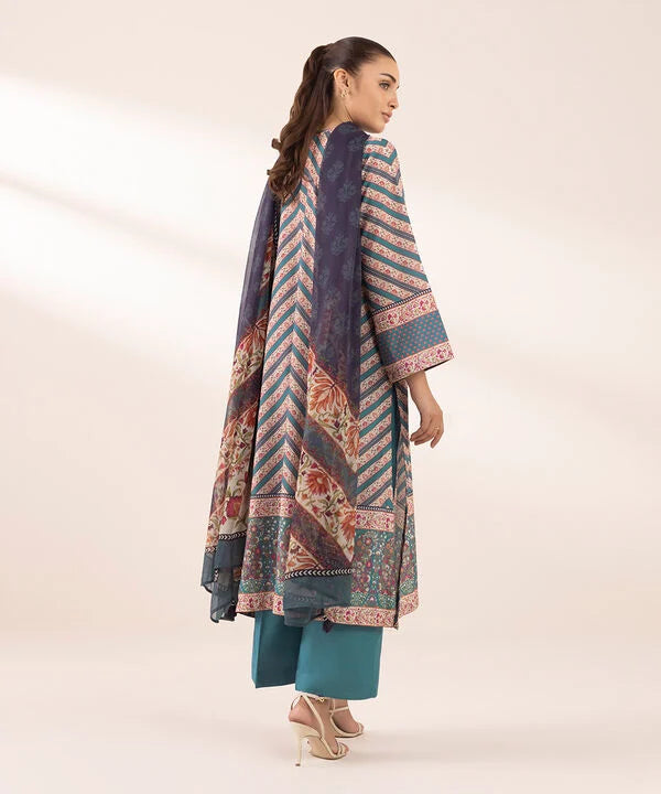 3 Piece - Printed Silk Suit