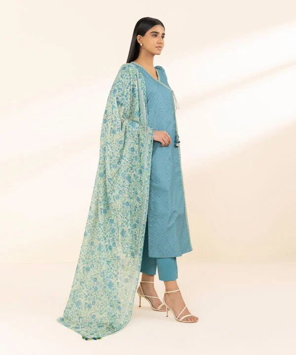 2 Piece - Printed Zari Lawn Suit