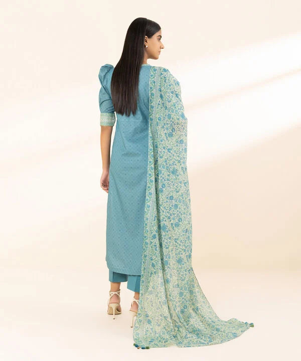2 Piece - Printed Zari Lawn Suit