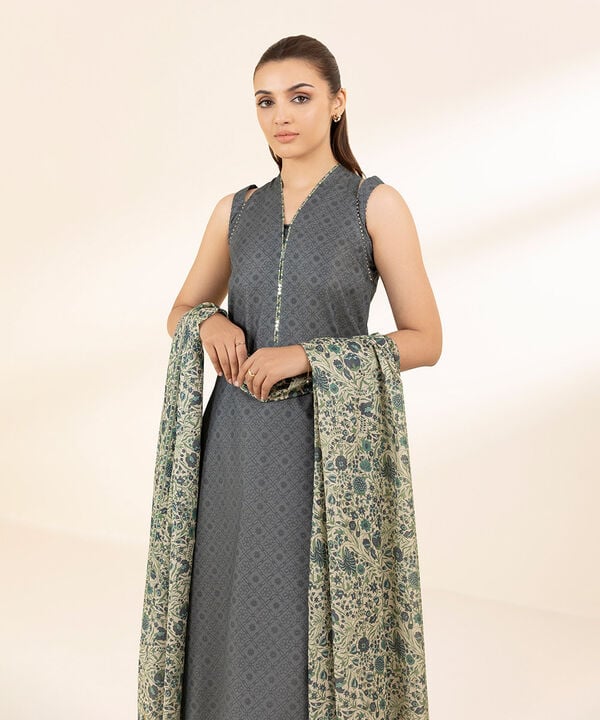 2 Piece - Printed Zari Lawn Suit
