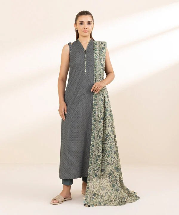 2 Piece - Printed Zari Lawn Suit
