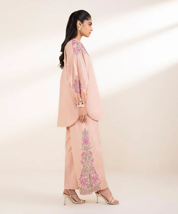 2 Piece - Embroidered Crosshatch Suit