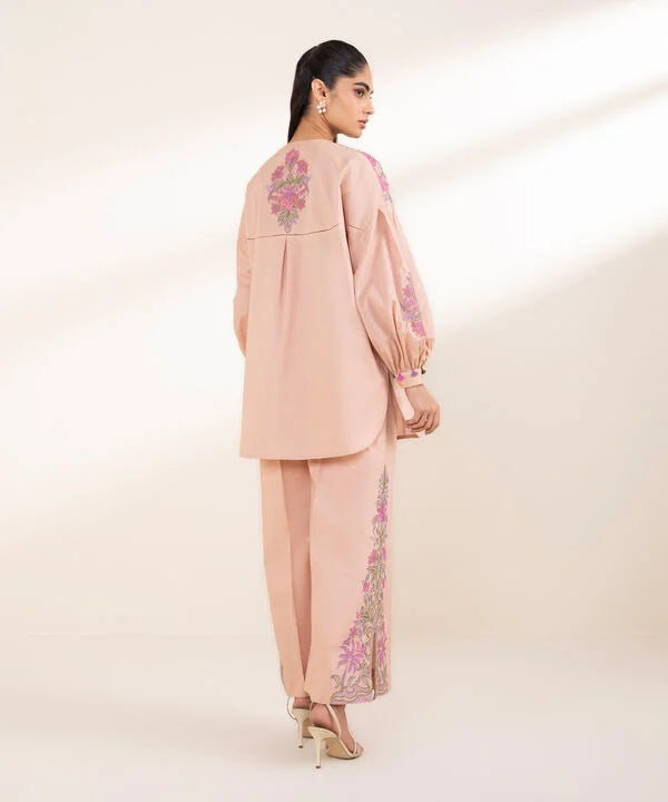 2 Piece - Embroidered Crosshatch Suit