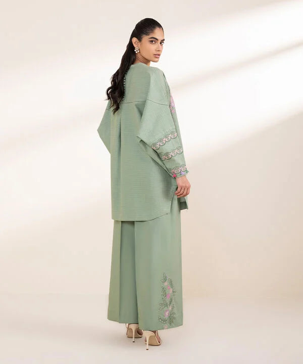 2 Piece - Embroidered Dobby Suit