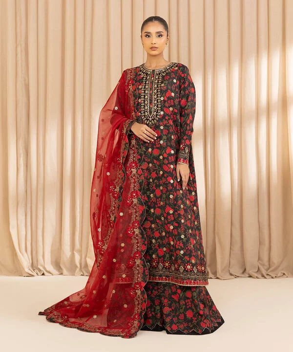 3 Piece - Embroidered Silk Suit
