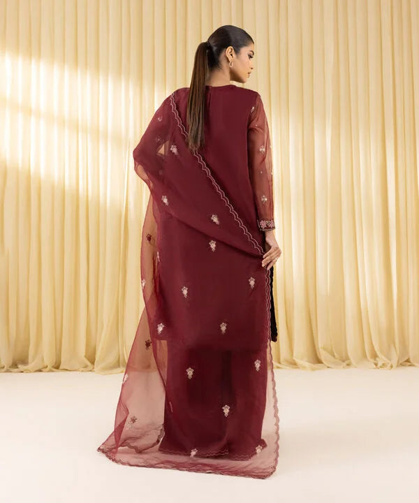 3 Piece - Embroidered Organza Suit