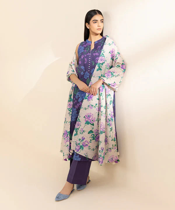 3 Piece - Printed Khaddar Suit