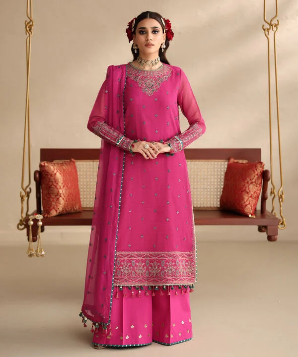3 Piece - Embroidered Blended Net Suit