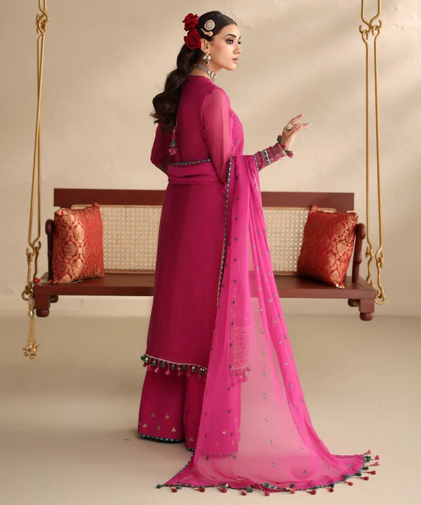 3 Piece - Embroidered Blended Net Suit