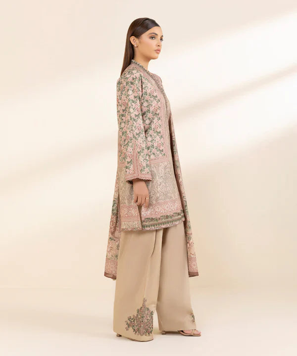 3 Piece - Embroidered Cotton Suit