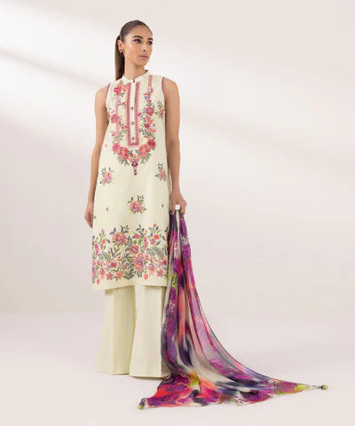3 Piece - Embroidered Cambric Suit