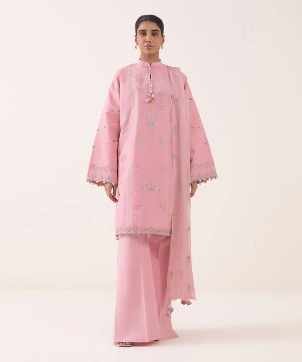 3 Piece - Embroidered Dobby Suit