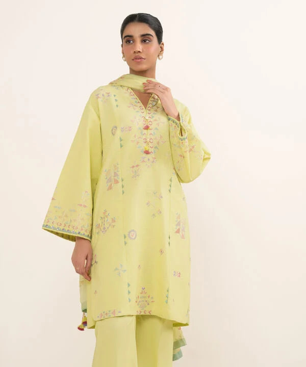 3 Piece - Embroidered Dobby Suit