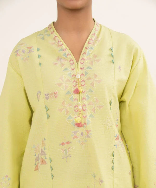 3 Piece - Embroidered Dobby Suit