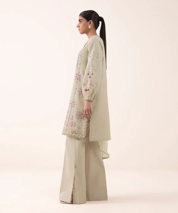 3 Piece - Embroidered Dobby Suit