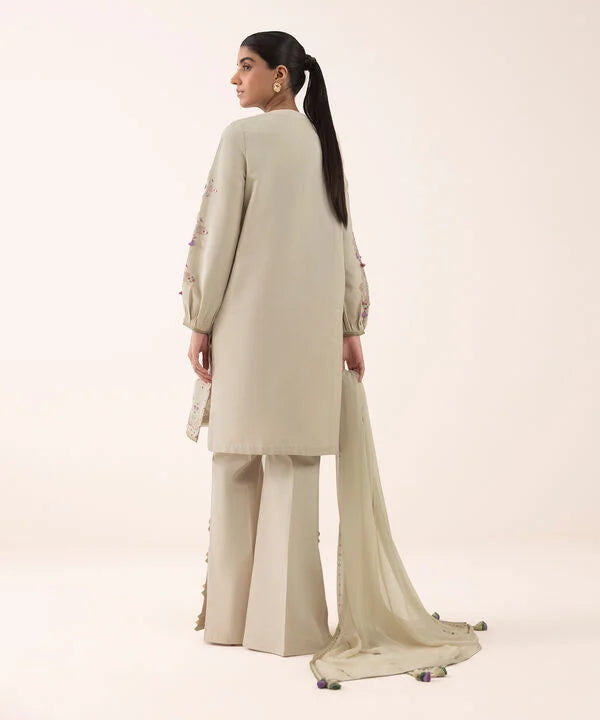 3 Piece - Embroidered Dobby Suit