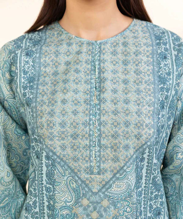 2 Piece - Embroidered Light Khaddar Suit