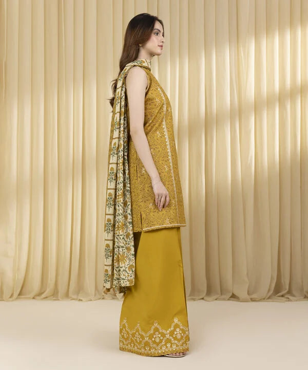 3 Piece - Embroidered Zari Lawn Suit