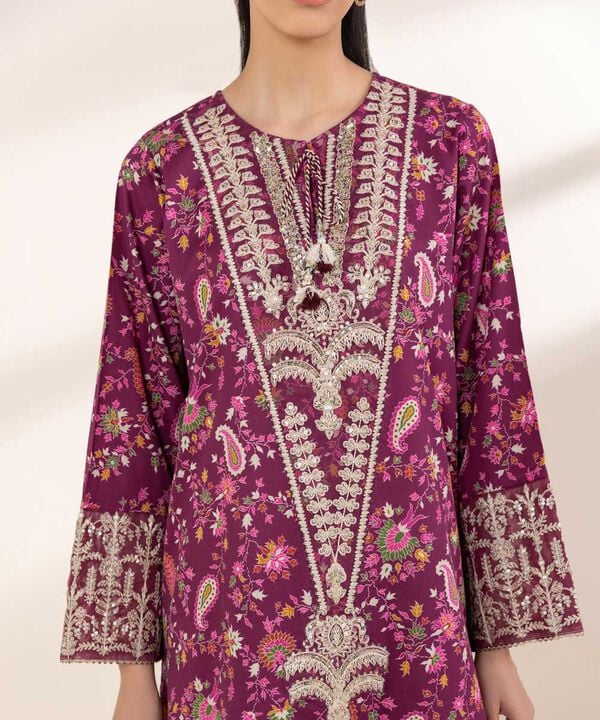 Embroidered Cotton Satin Shirt