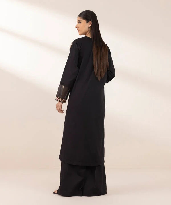 Embroidered Cotton Satin Shirt