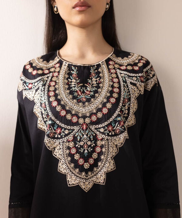 Embroidered Cotton Satin Shirt