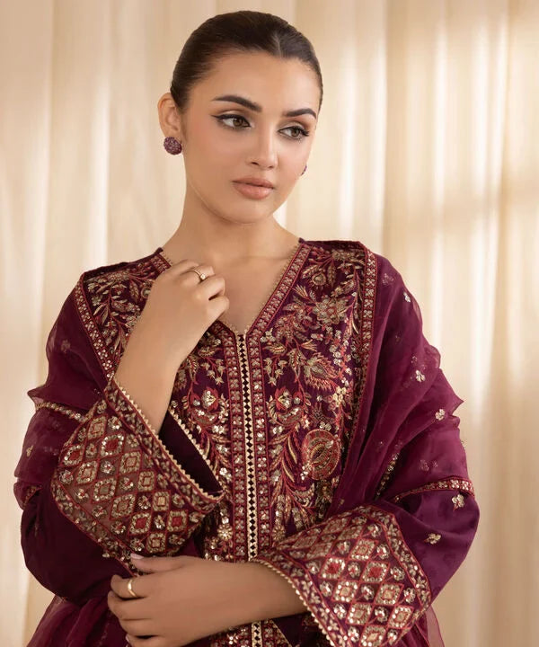 3 Piece - Embroidered Jacquard Suit