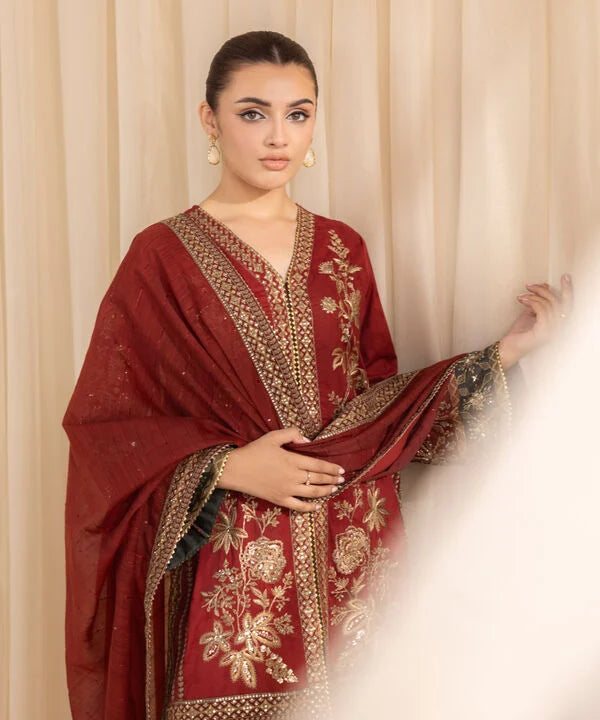 3 Piece - Embroidered Jacquard Suit