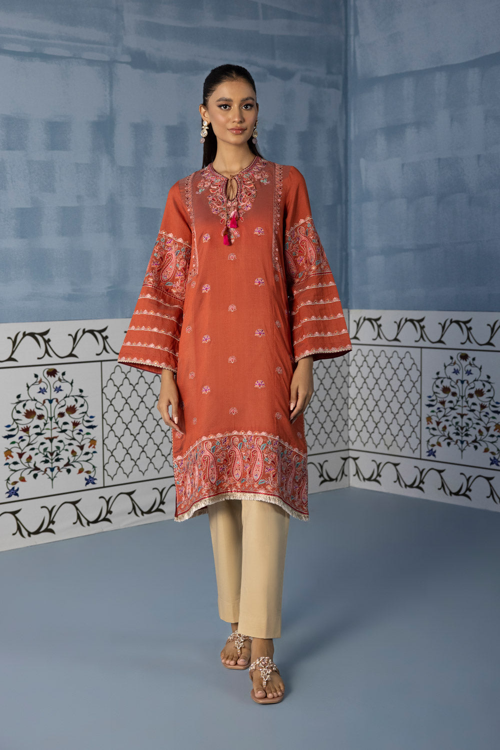 Embroidered Cotton Net Shirt