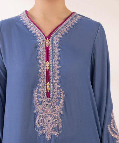 2 Piece - Embroidered Velvet Suit