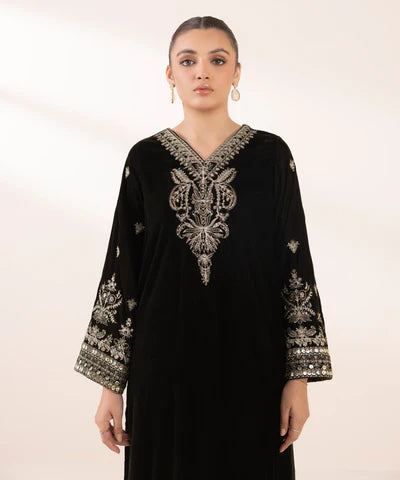 2 Piece - Embroidered Velvet Suit