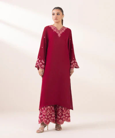 2 Piece - Embroidered Velvet Suit