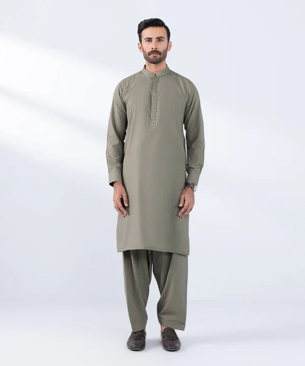 Embroidered Wash & Wear Suit