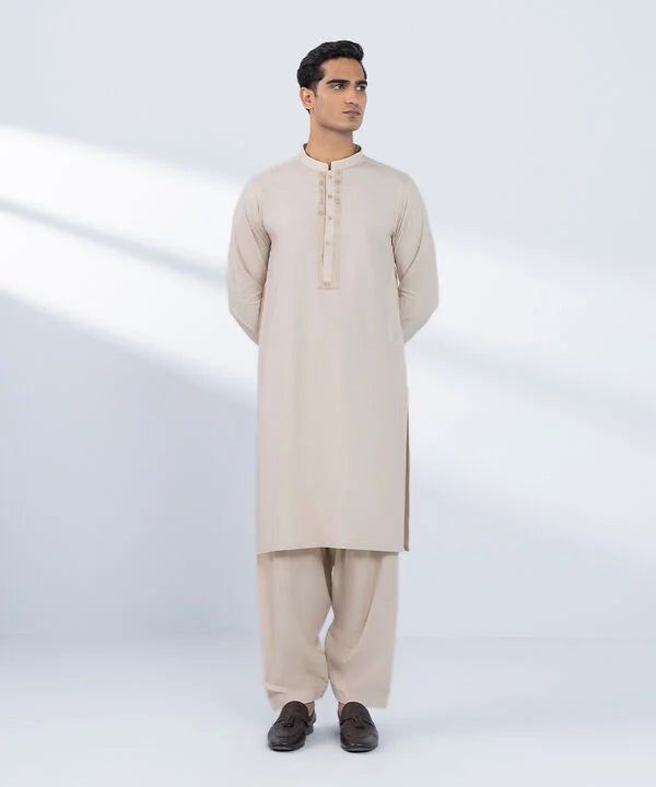 Embroidered Viscose Blended Suit - Regular Fit