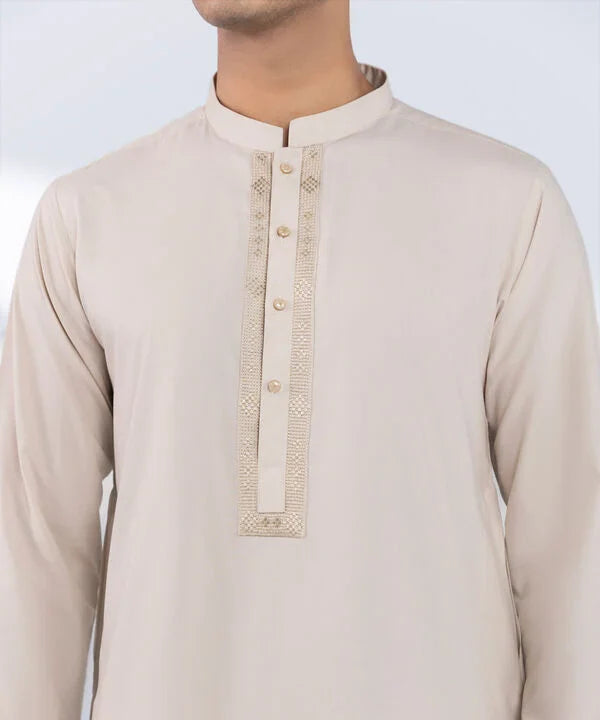 Embroidered Viscose Blended Suit - Regular Fit