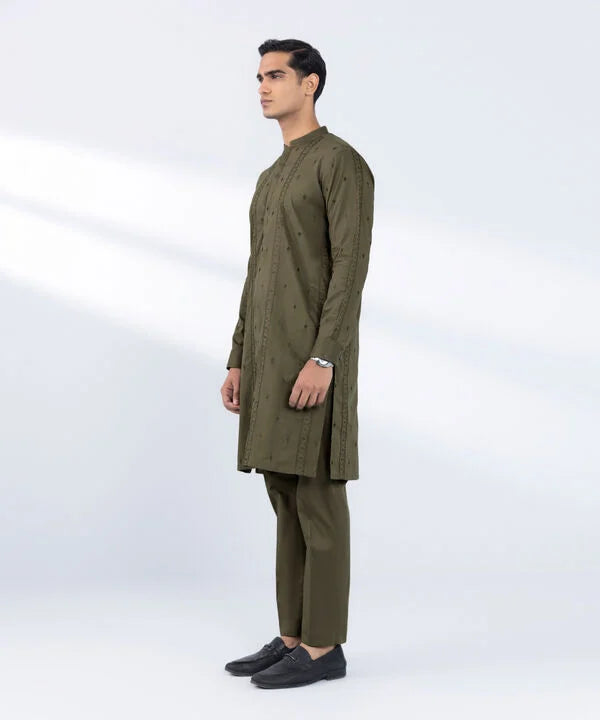 Schiffli Embroidered Cotton Suit - Regular Fit
