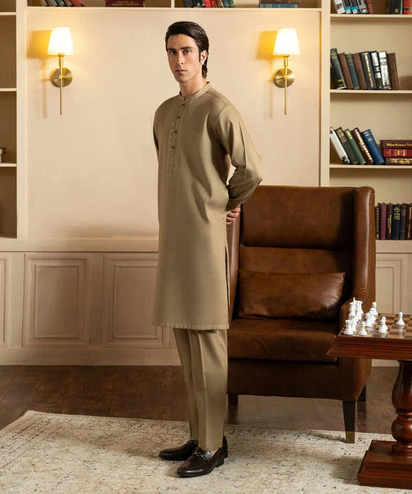 Embroidered Dobby Suit - Slim Fit