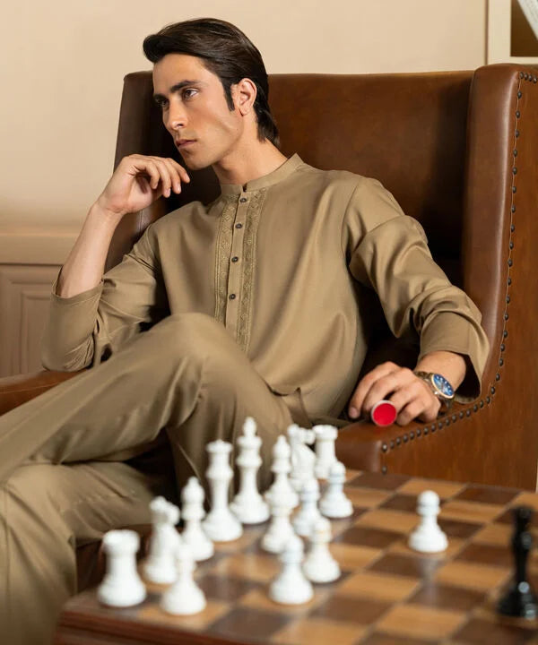 Embroidered Dobby Suit - Slim Fit